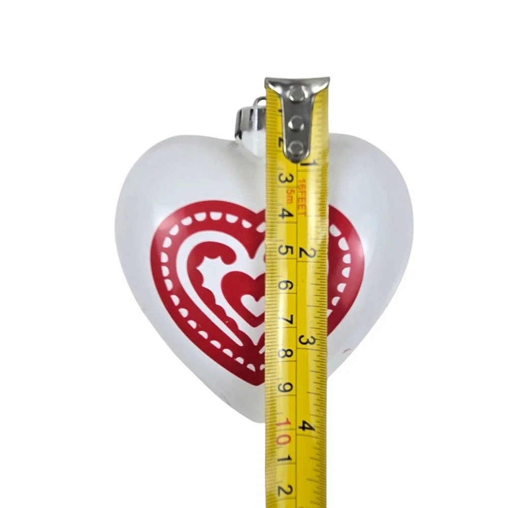 Set of 4 IKEA Kotte White Heart Christmas Ornaments Blow Mold Plastic 4